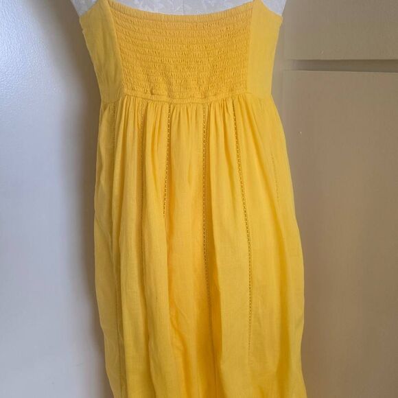 Anthropologie Maeve Yellow Pintuck Button Front Smocked Back Maxi Dress , EUC, S - Picture 12 of 16